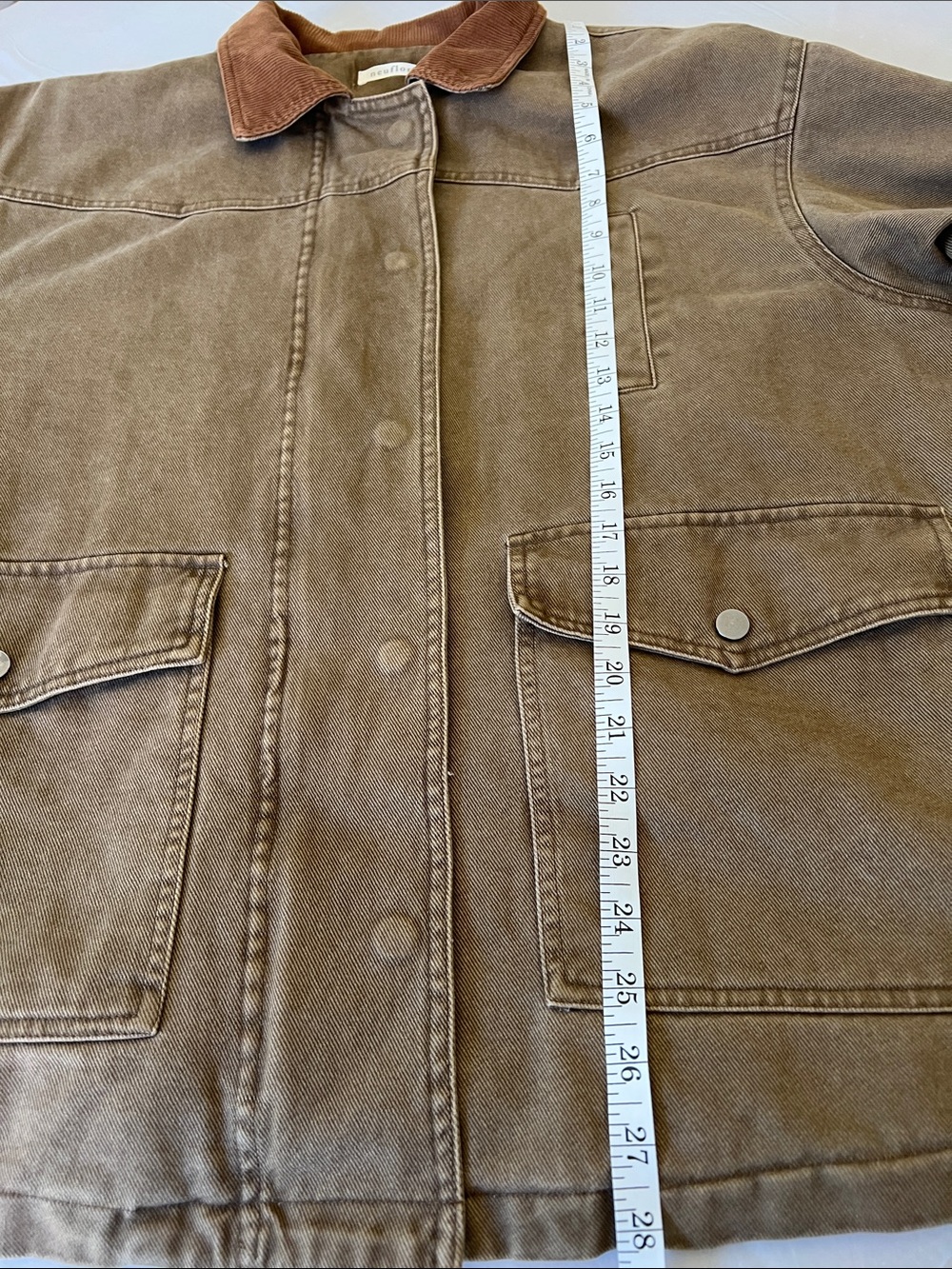 Neuflora- Tasmania Jacket-Brown Canvas Jacket with Corduroy Collar - Women - Picture 9 of 10